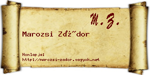 Marozsi Zádor névjegykártya