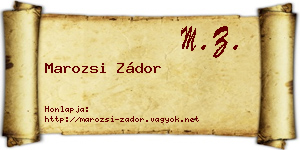 Marozsi Zádor névjegykártya